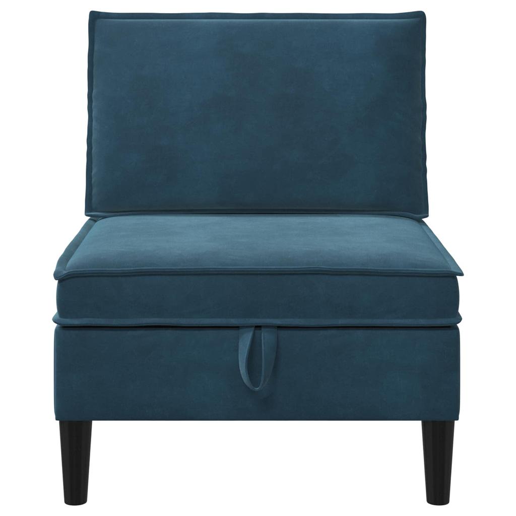 Mid Section Sofa with Storage Space Blue Velvet