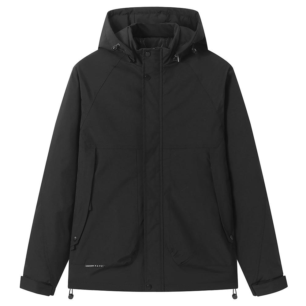 Men's Spring and Autumn Jacket Solid Color Cotton Hooded Windbreaker Outdoor Sports Jacket Men's Jacket