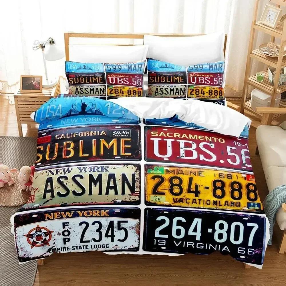 Route 66 Bedding Set Duvet Cover Sheet Printed Bed Set Pillowcase Bed Full Queen King Size Comforter Bedroom