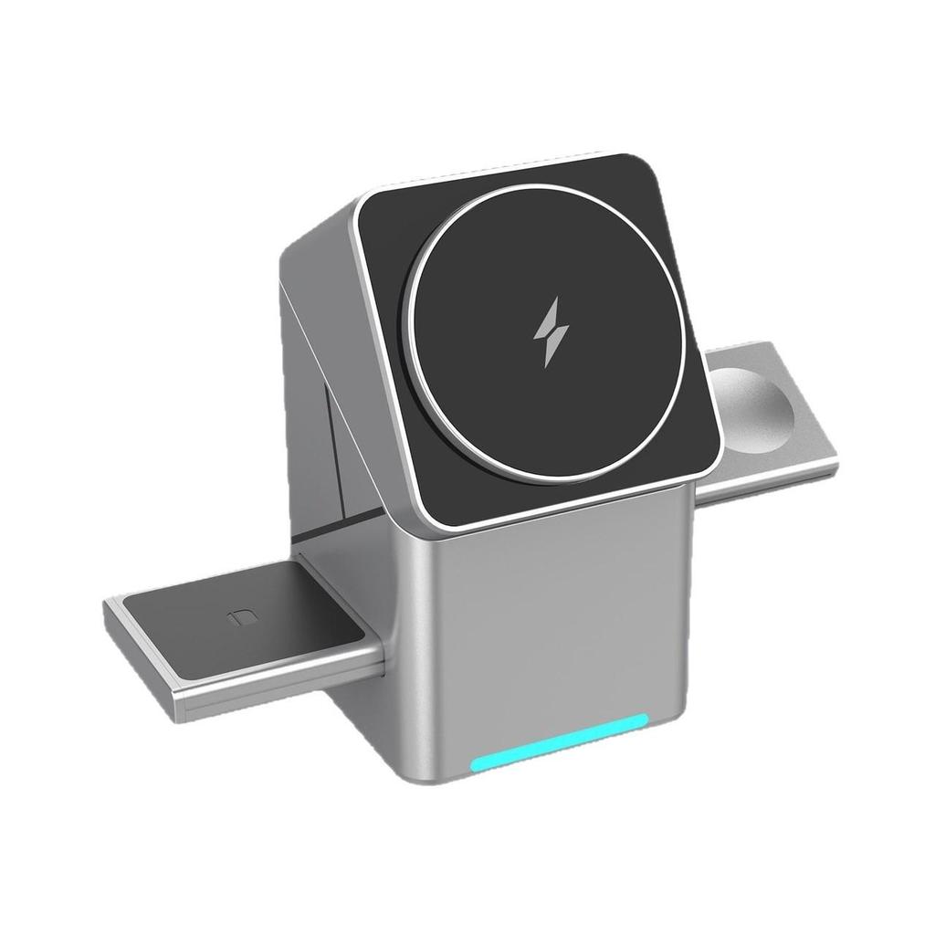 R28 3-in-1 Rotating Magnetic Wireless Charger for Apple Watch, iPhone, and Fast Charging Stand