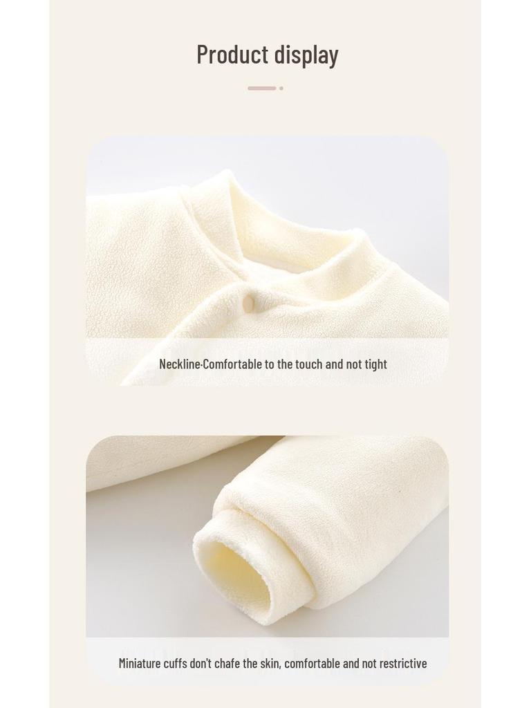 Prošívaná fleecová dětská kombinéza - Podzimní/zimní kreslené dupačky pro novorozence