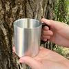 220/300 ml Vandkop i Rustfrit Stål med Håndtag Bærbar Vandkop til Vandreture Rejser Camping Picnics Kopper Bordservice