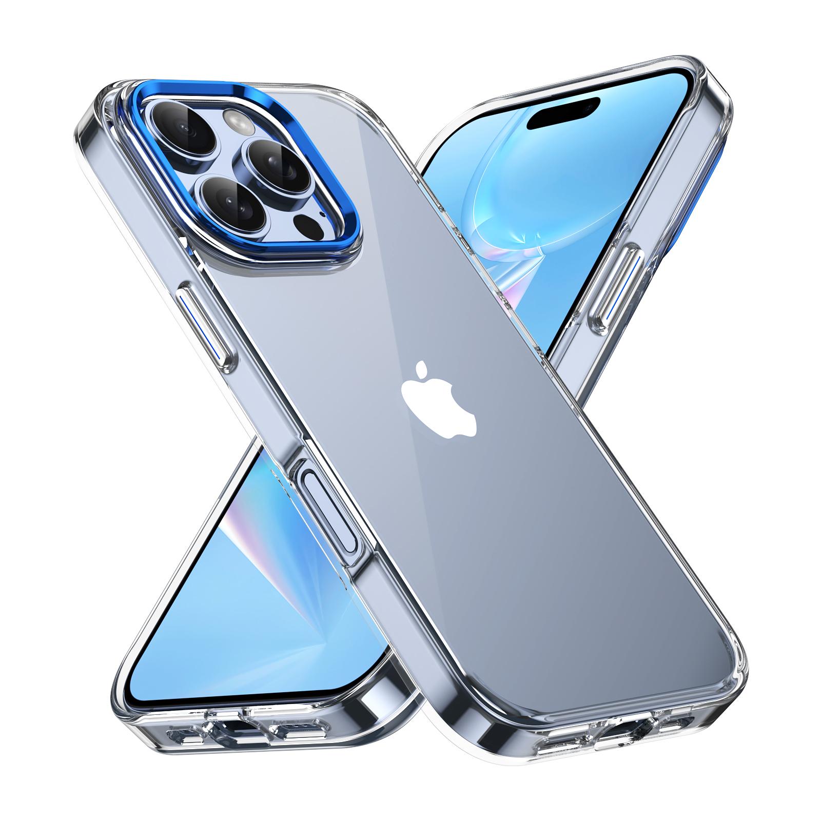 

For iPhone 16 Pro Clear Phone Case Hard PC Anti-Scratch Mobile Phone Back Cover Blue