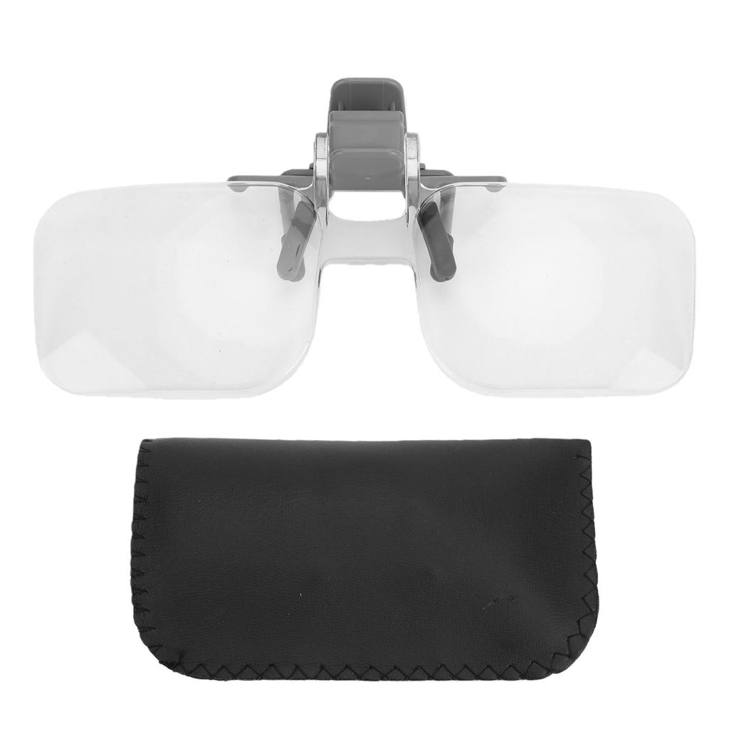Clip On Magnifying Glass 2X Hands Free Glasses Style Magnifier for Reading Close Up Work Observation