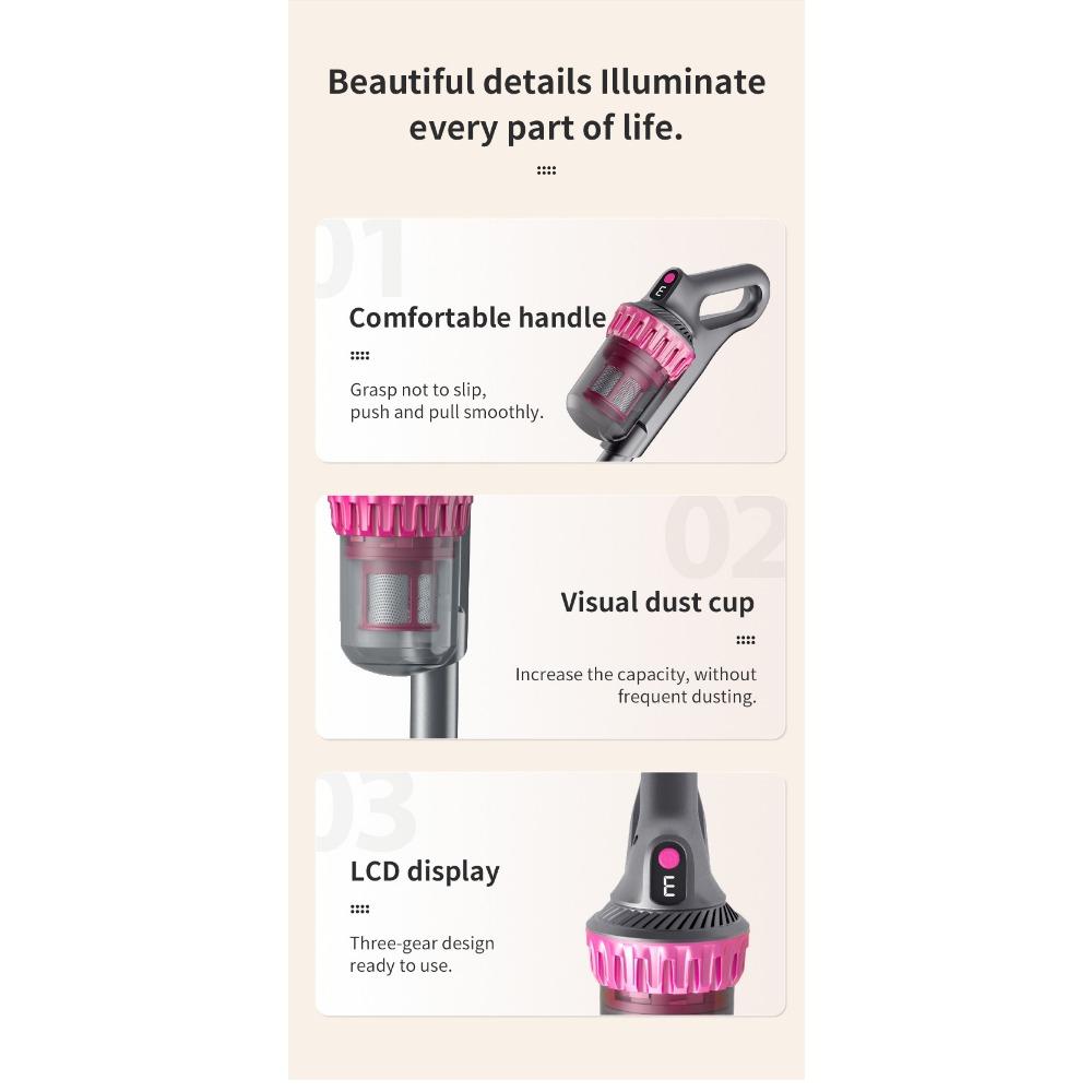 Wireless Powerful Vacuum Cleaner Household Large Suction Small Mite Removal Handheld Ultra-Quiet Car Vacuum Cleaner Hair Remover