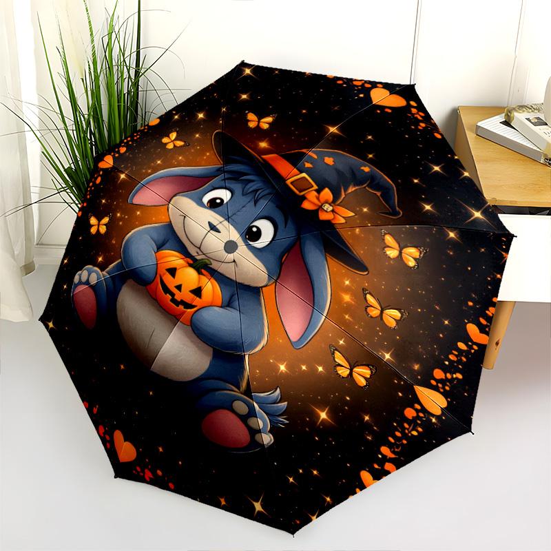 Eeyore Halloween Pumpkin Magic Folding Umbrella 8 Paraphenoid Bones Travel Travel Umbrella Light Gift