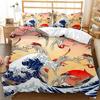 Japanese Style Comforter Cover Set Cherry Blossoms Crane 2/3Pcs Polyester Bedding Set Sea Waves Duvet Cover Set Twin Queen Size