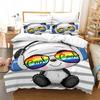 Cartoon Chinese Panda Bedding Set Soft Microfiber Double Queen King Twin Duvet Cover Kids Girls Room Decor White Duvet Cover