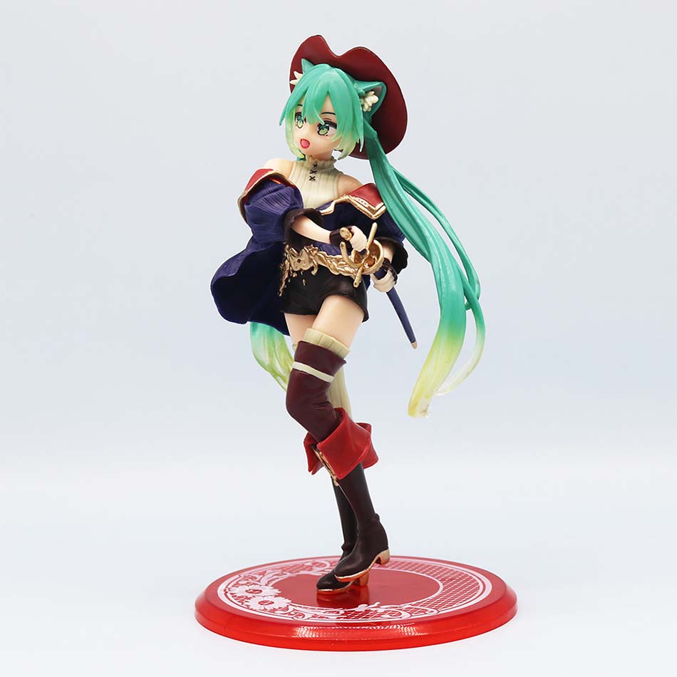 Hatsune Miku Stolní Roztomilá Akční Figurka 11cm Verze s Kočičím Tričkem. Anime figurka Kawaii dívka Model hračka Dárek