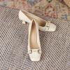 8-Square head thick heel high heels women's new professional commuting single shoes niche design sense