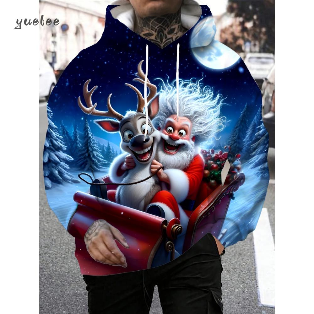 Santa Claus Graphic Print Hoodies Men Women Fashion Christmas Hoodie Sweatshirt Snowman Tracksuits Men clothing Winter Falls