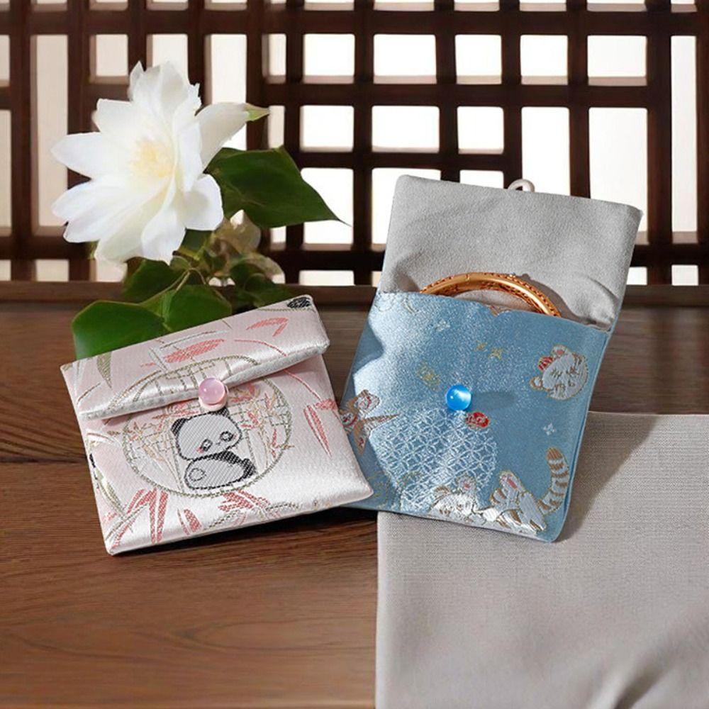 Chinese Style Earrings Storage Case Embroidered Flowers Jewelry Holder Outdoors