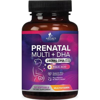 Nature's Nutrition Odżywianie w Ciąży Multiwitaminy D3 B6 B12 Kwas Foliowy DHA Omega 3 Żelazo