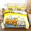 Cartoon Rilakkuma Bear Printed Bed Set Duvet Cover Pillowcase Bedding Set Bed Linen Sheet Quilt Cover Full Queen King Size