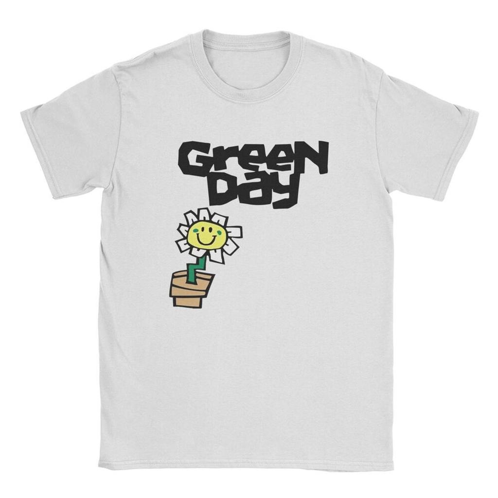 Green Days Flower Pot T Shirts Men Cotton Vintage T-Shirt Round Collar Fresh Dookie Saviors Hip Hop Tees Harajuku Short Sleeve