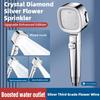 1pc Handheld High Pressure Shower Head 3-Modes Adjustable Water Massage Sprayer Square Water Saving Shower Nozzle Home