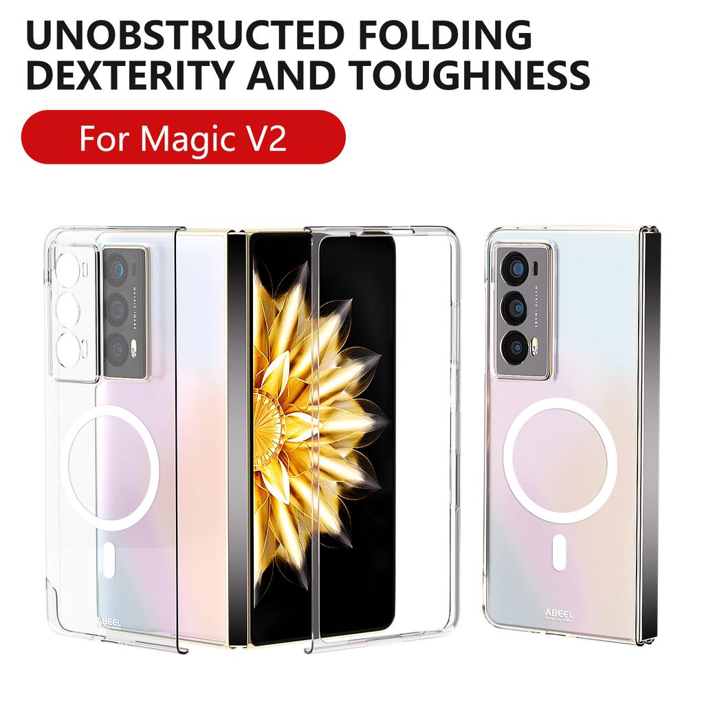 Anti-Scratch Case for Honor Magic V2 Ultra Clear Magnetic Wireless Charging Foldable Reinforced Toughness PC Hard Cover