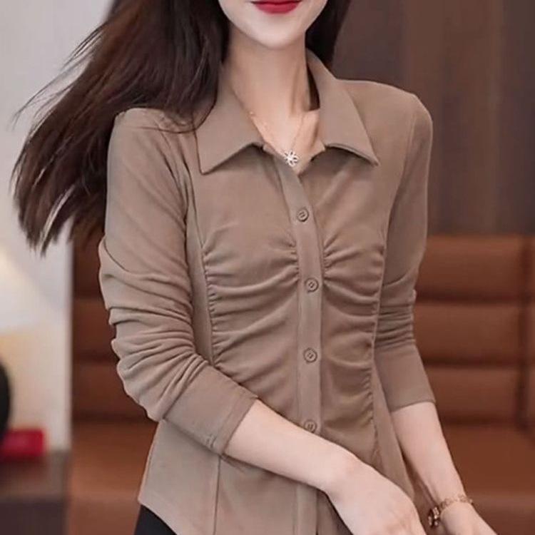 Women's Versatile Long-Sleeved Cropped Base Layer Shirt, 2025 Autumn Design – Tummy Concealing, Slimming, Flattering Top