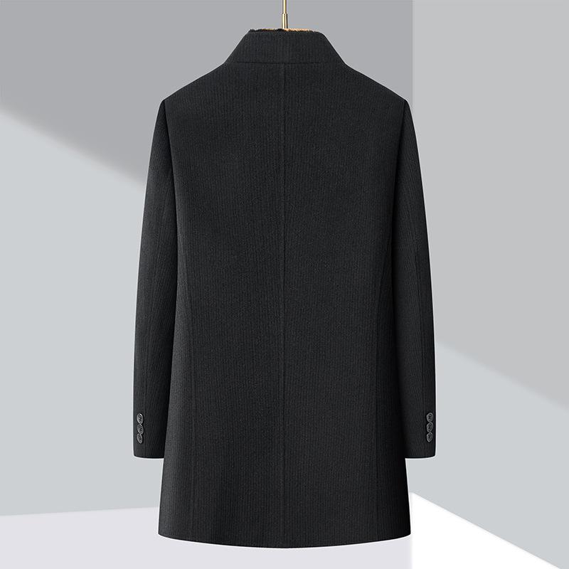 Double-sided cashmere coat for men, new stand-up collar, mink fur collar, thickened woolen coat, middle-aged down liner top