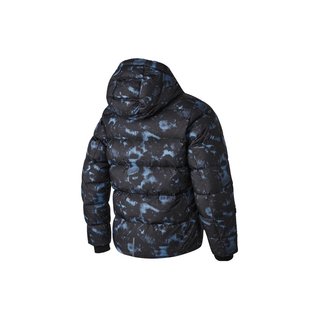 Skechers Sport Series All-Over Print Zippered Hooded Long Sleeve Warm Puffer Jacket Men Outerwear Black Blue P423M028-037H