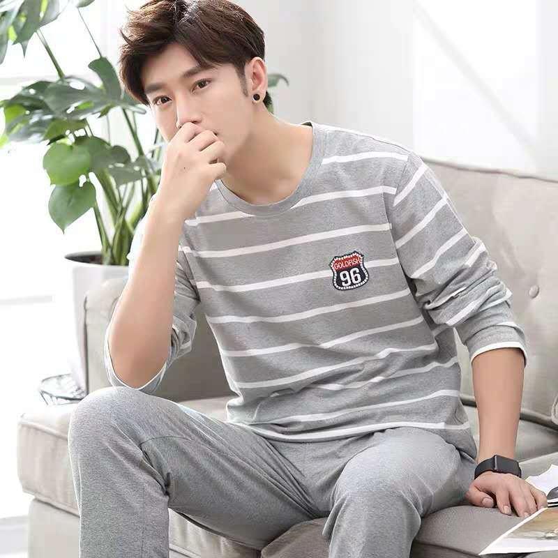 Conjunto de pijama para hombre, camiseta de manga larga y pantalones, 2 piezas, traje de rayas, ropa de dormir para primavera y otoño, ropa de dormir cómoda, ropa informal para el hogar para hombre