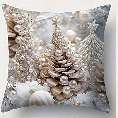Home Decor Festive Christmas Decorative Cushion With Santa & Snowman Pattern Cushion Cover Suitable For Sofa Bedroom Car Pillow