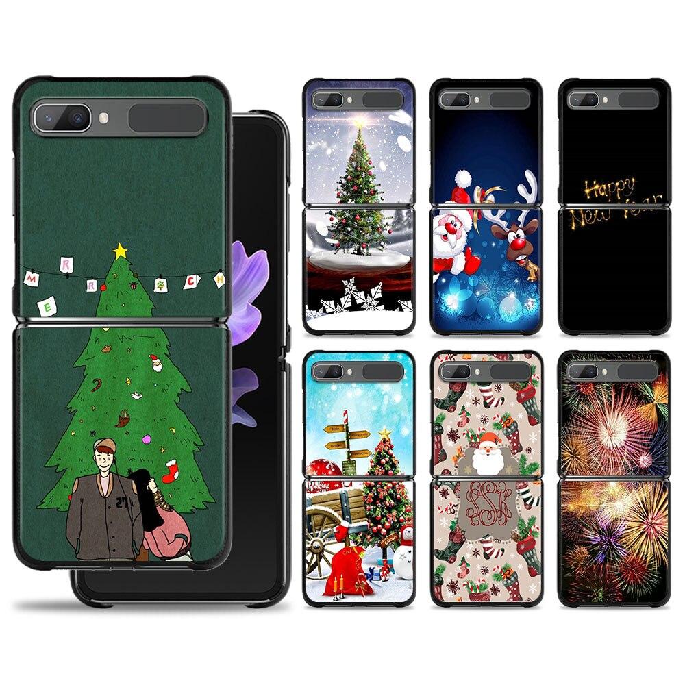 

Phone Shell For Samsung Galaxy Z Flip3 5G Z Flip 4 Cover for Galaxy Z Flip Hard PC Capa Case Christmas Tree Couple Santa Claus