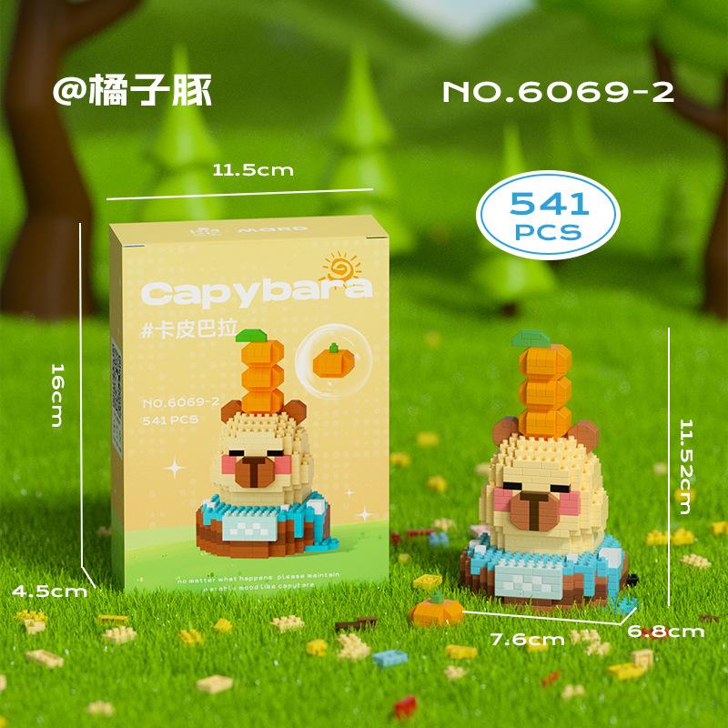 Kawaii Capybara Micro Building Blocks Cartoon Animal Mini Plastics Brick Assembled Figure Model Toys For Kids Christmas Gift