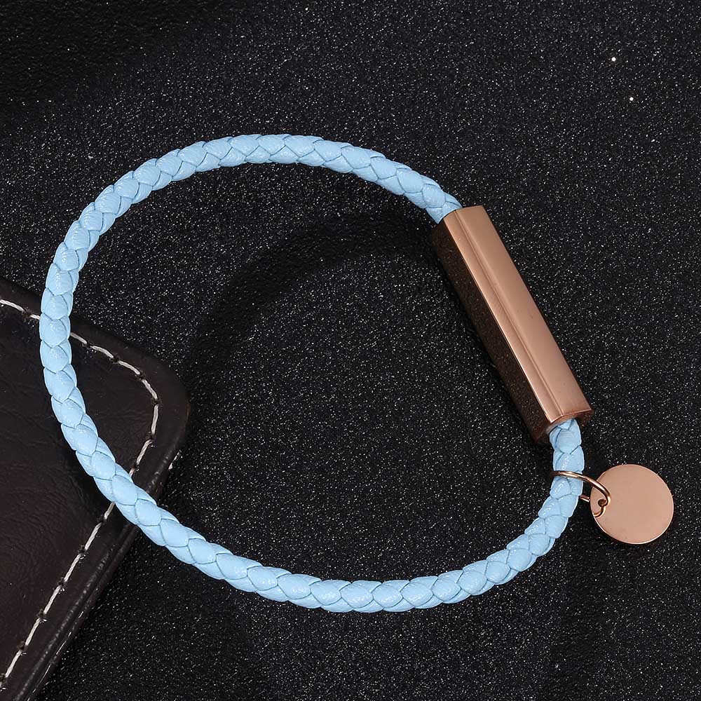 Mode Blått Läderarmband Herrarmband Armband Magnetlås Berlock Dam Smycken Gåva