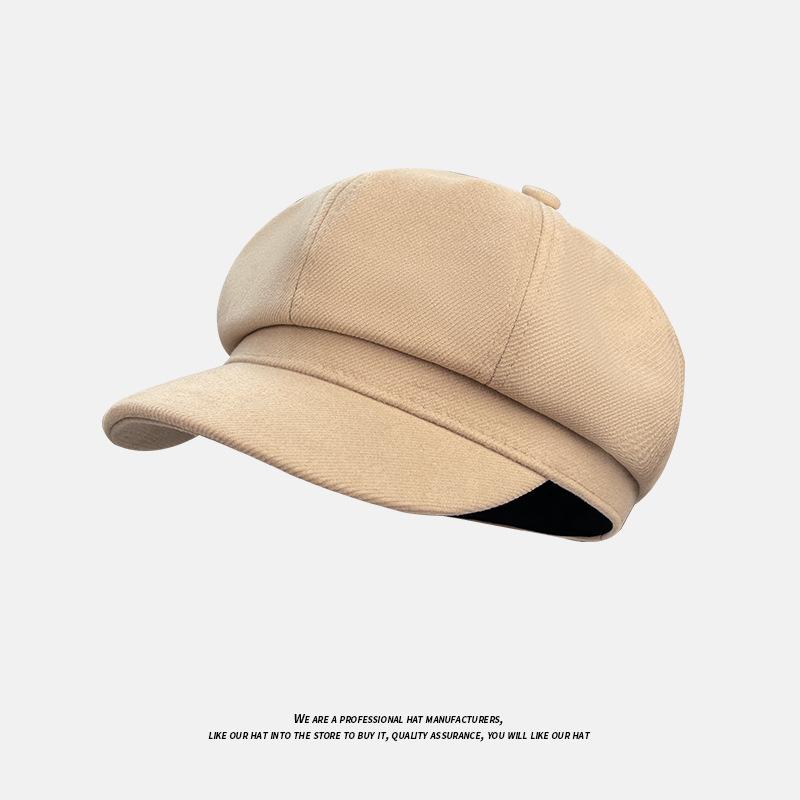 Autumn and Winter New Letter Octagonal Hat Japanese Literary Retro All Match Painter Beret Big Head Duck Tongue Hat