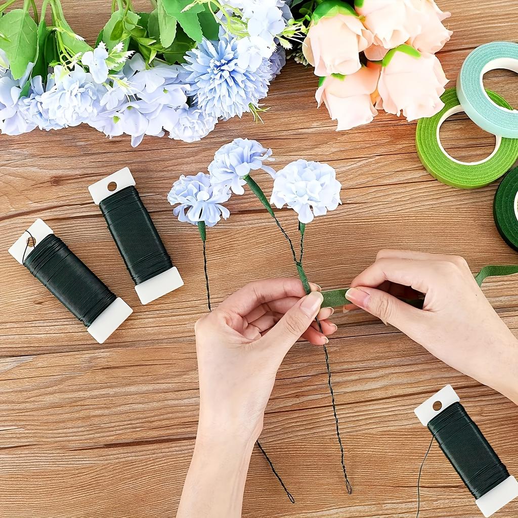 35-meter green floral wire, specifically for wreath making, flexible braided wire, suitable for flower shop decoration