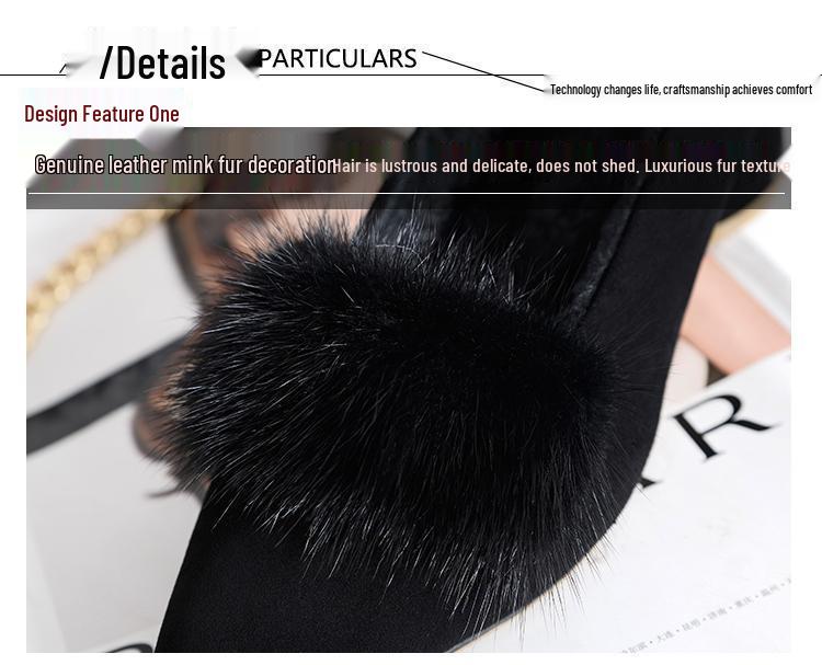 Damskie modne mokasyny 2025 ze skóry naturalnej i futra norek, na grubej podeszwie, wyściełane aksamitem, futrzane zimowe buty na wysokim obcasie, szpiczaste