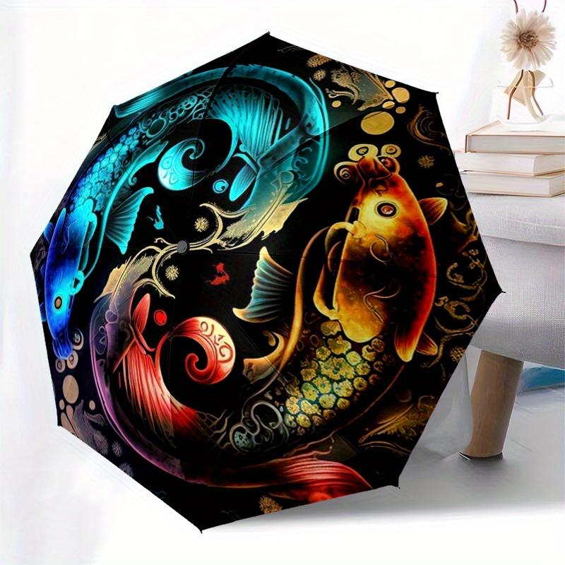 Pintura Mural de Peces Yin Yang Coloridos Póster Decoración del Hogar Pintura en Lienzo Día del Paraguas Regalo Y296