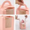 30pcs Cupcake Boxes Individual Cupcake Containers with Window Handle and Inserts Pink Gift Packing Box for Bakery Wrapping Party Favor Packing