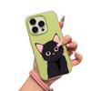 Black kitten applies to Apple 16/17promax mobile phone case iPhone15 skin matte 14 jelly Air case