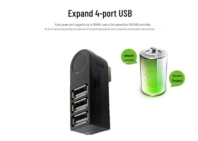 3-Port Rotating USB 2.0 Hub Splitter