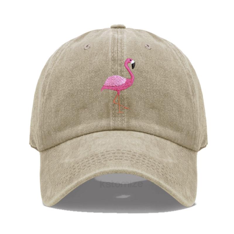 Animal Embroidery Flamingo Baseball Caps For Men Women Retro Soft Washed Cotton Dad Hat Snapback Cap Dropshipping