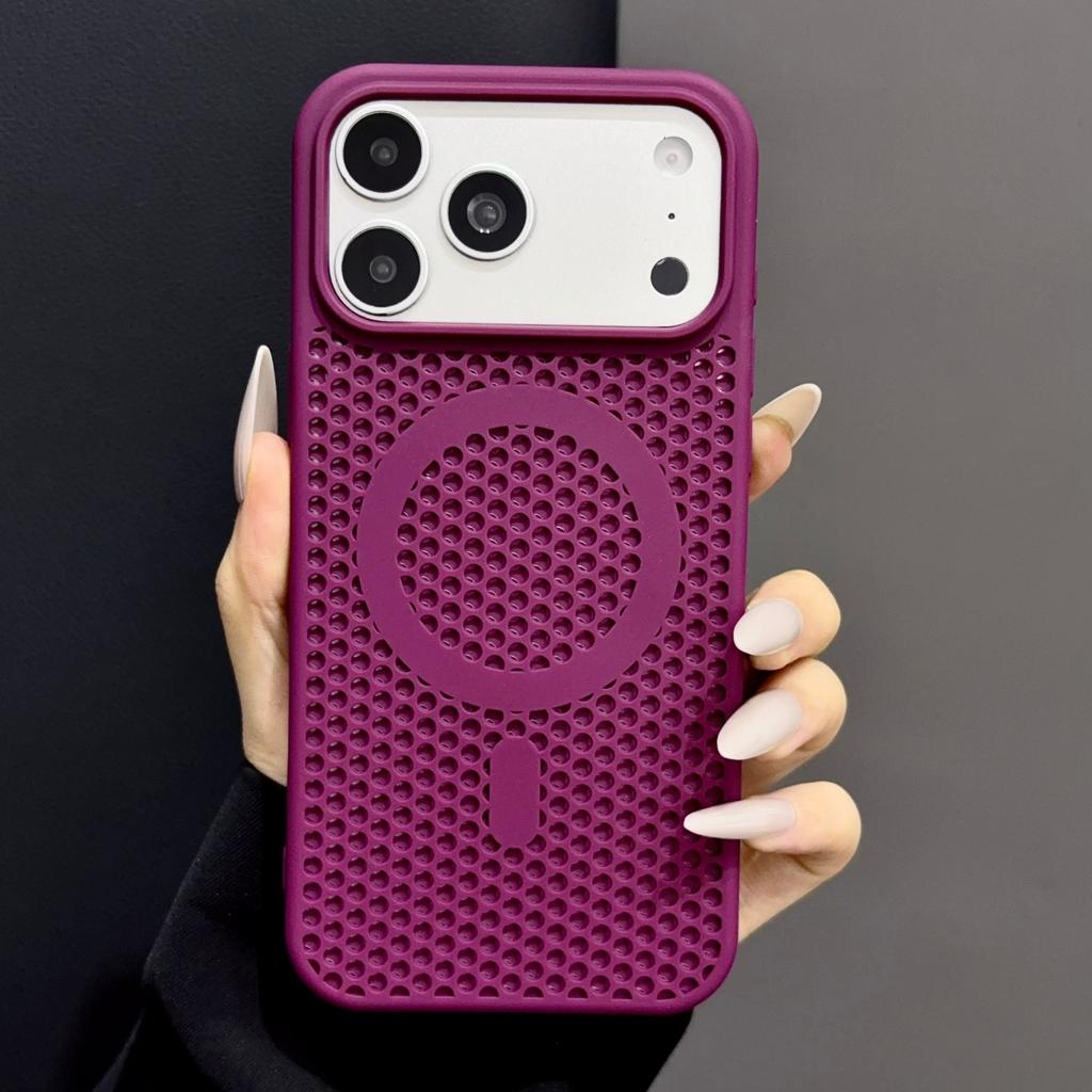 Slim Mesh Hole Heat Dissipation Soft TPU Phone Case For iPhone 18 17 16 15 14 Plus 13 Pro Max Cooling For Magsafe Magnetic Cover