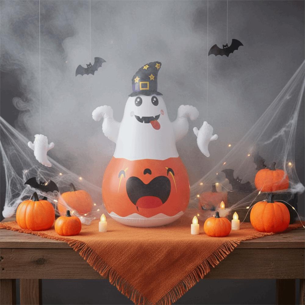 PVC Material Inflatable Pumpkin LED Light Inflatable Witch Hat Holiday Decoration