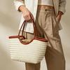 French Retro Woven Handbag With Lining Genuine Leather Handmade Woven Basket Ins Simple Style Women Shoulder Bag Underarm Bags