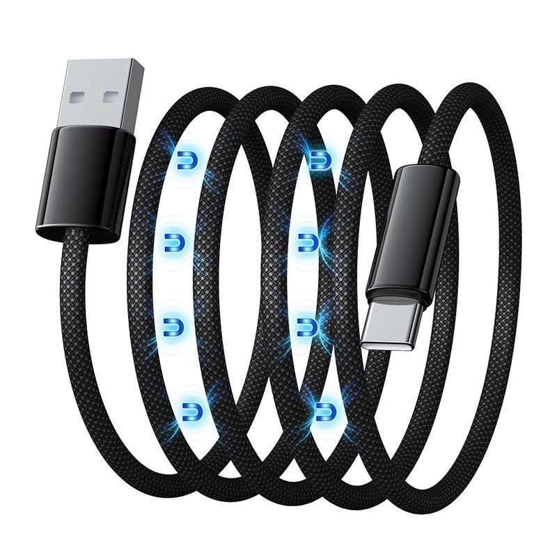 

Магнитный складной кабель для быстрой зарядки мощностью 240 Вт, нейлоновый плетеный кабель USB-C - USB-C для iPhone 16-15 серии Xiaomi Huawei Notebook Ipad 1m（Type C to USB）