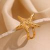 MamacitaSlay 316L Stainless Steel Starfish Central Vortex Opening Rings Waterproof 18K Gold Plated Jewelry Women's Unique Gift