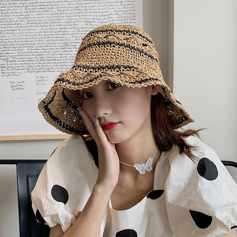 Summer Hat Women Straw Sun Hat Big Wide Brim Sunshade Folding Sunhat Korean Style Sunscreen Beach Accessories Sunhat Bucket Hat