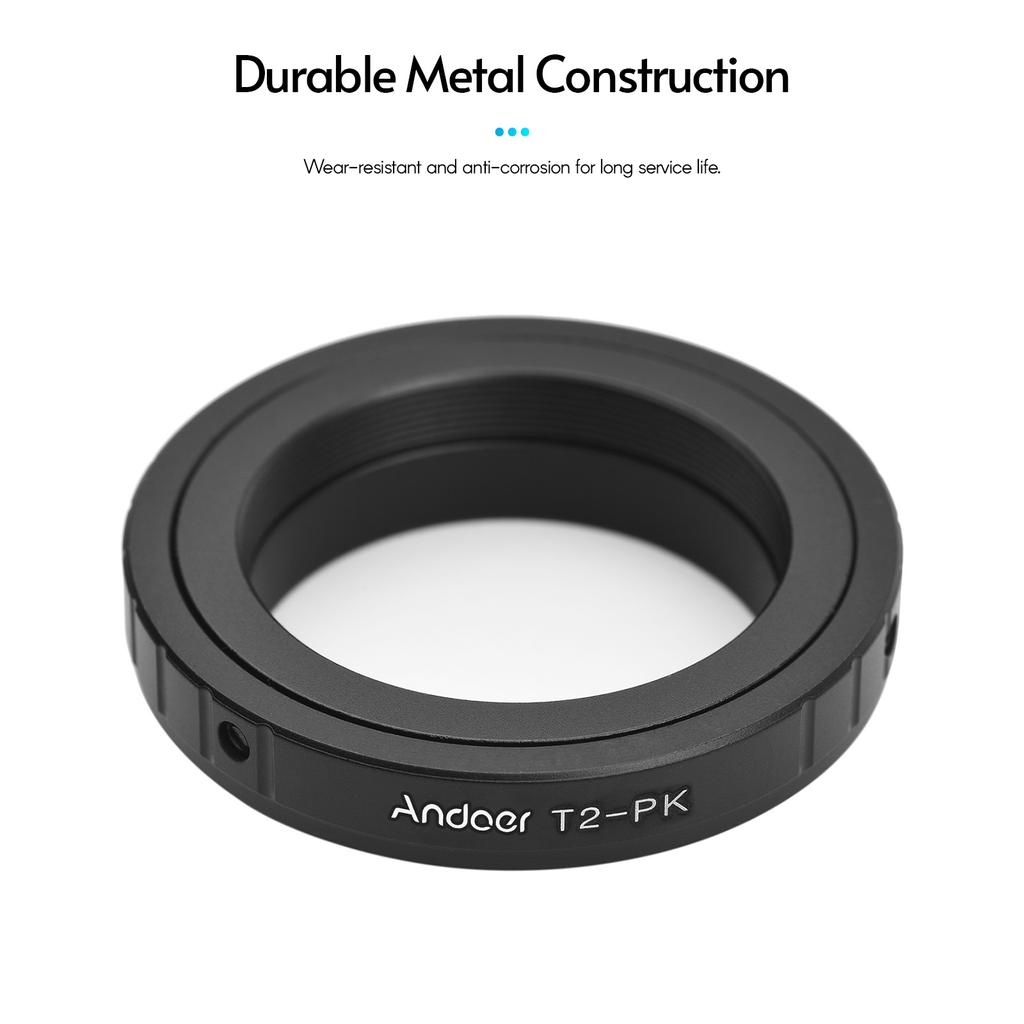 Andoer T2 PK Metal Lens Mount Adapter Ring T T2 Mount Lens Adapter Replacement for Pentax K 70 K 50 K 30 K 500 K 1 K 3