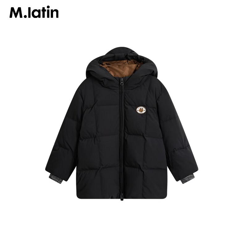 M.Latin Children's Mid-Length Down Jacket with Bear Detail
