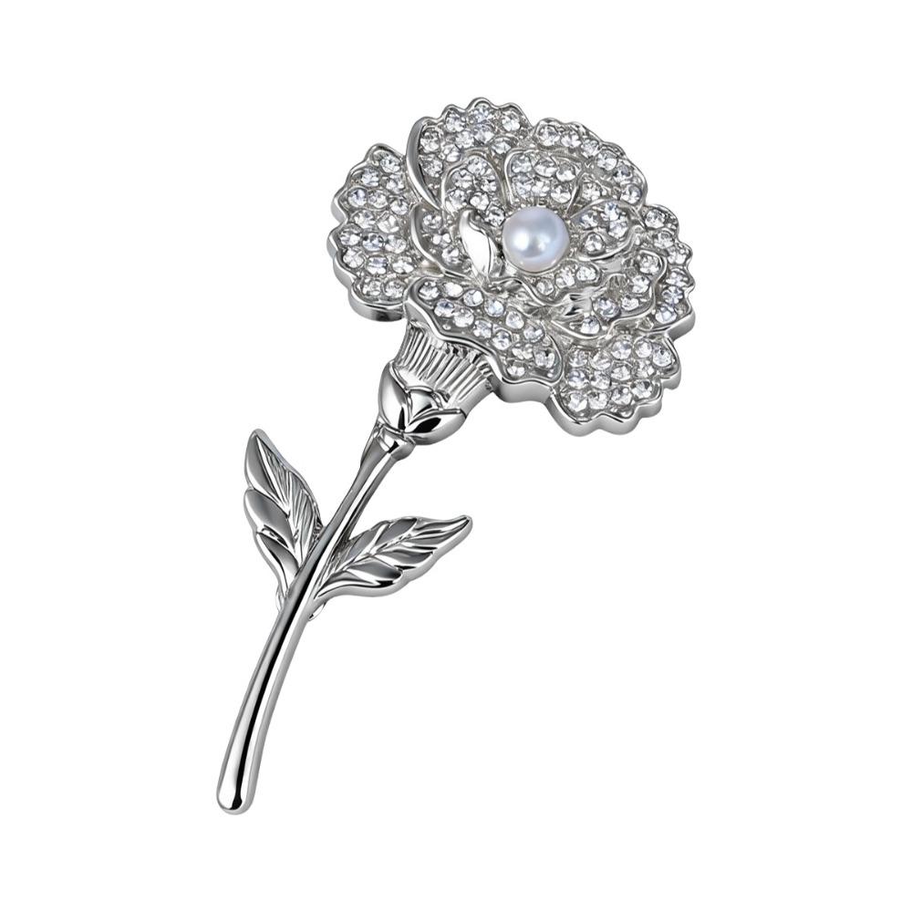 Luxury Floral Corsage with Pearls Metal Corsage Ornament Unique Carnation Brooch  Mother's Day Gift