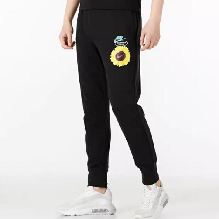 Nike Bestickte Gänseblümchen-Bündchen Sporthose Herren Unterteil Schwarz DM5013-010