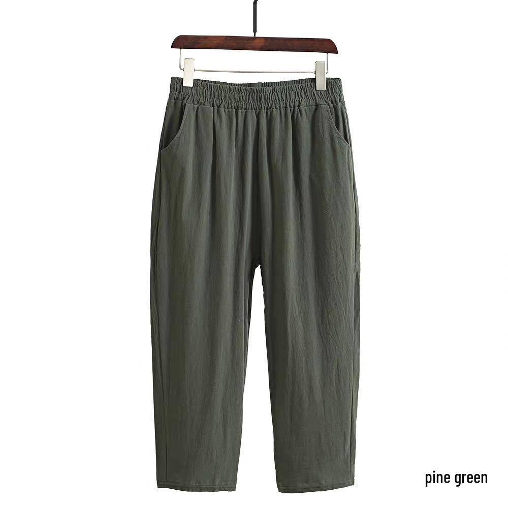 2023 Women's Cotton Linen Slimming Printed Harem Pants - Versatile, High-Quality Cropped Design