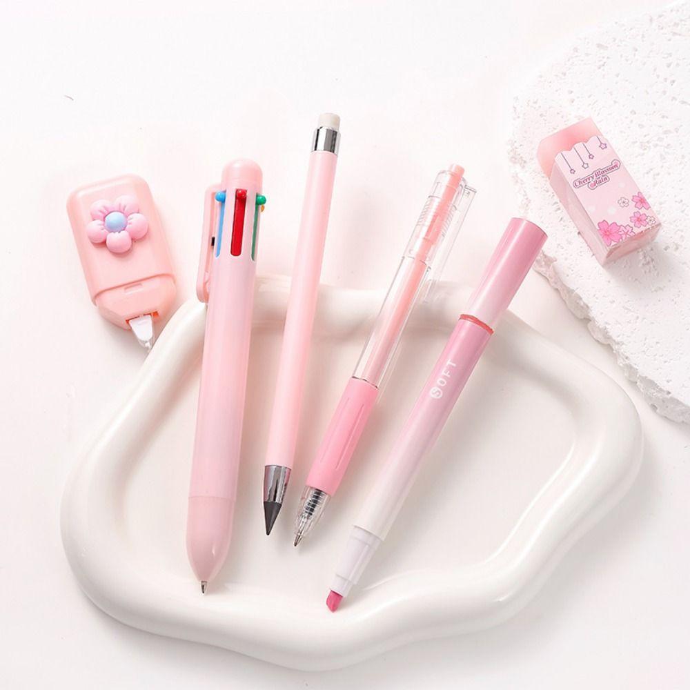 6Pcs/Set 6 Color Pens Student Tools Gift Kit Large Capacity Learning Gift Box Desktop Organizer