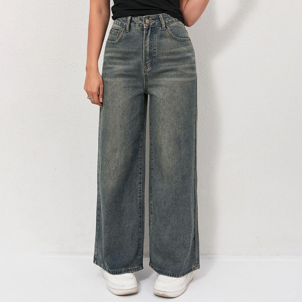 

Женские джинсы с широкими штанинами, джинсовые брюки с высокой посадкой, свободные прямые джинсы-бойфренды, большие размеры, для офисной работы, повседневные джинсовые брюки XXL синий